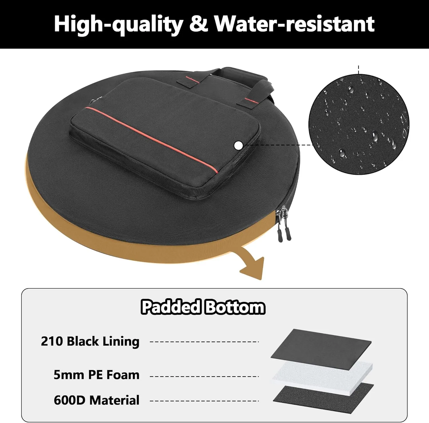 Heat Deflector Carry Bag Compatible with Solo Stove Ranger Heat Deflector 20”, Heat Deflector Transport and Storage Case with Handle & Pocket for Fire Pit Accessories, Dia: 21.5", Small