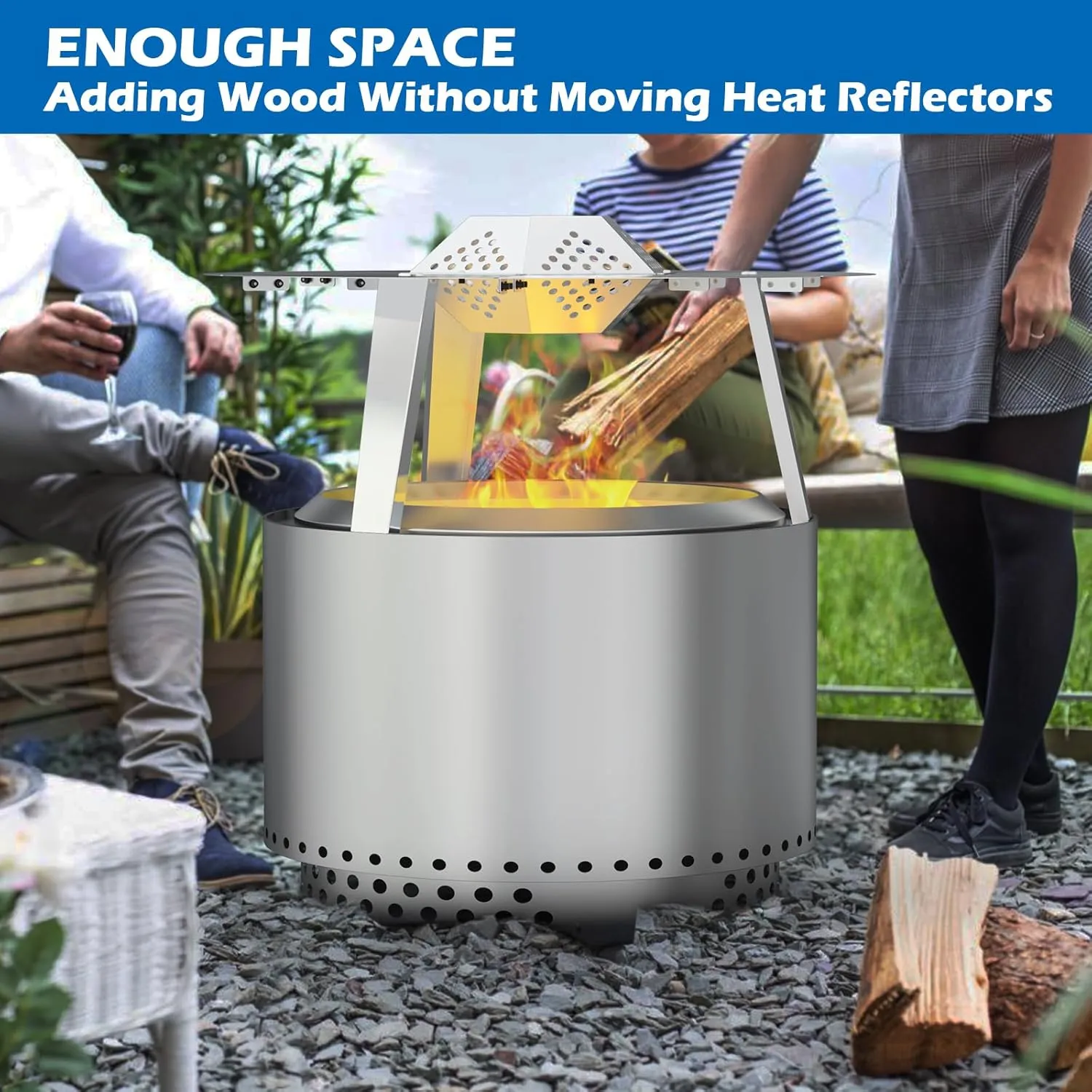 Heat Deflector for Solo Stove Bonfire 19.5" Stainless Steel Heat Diffuser Accessories with Carrying Handle and 3 Support Leg for 19.5" Other Outdoor Indoor Fire Pits