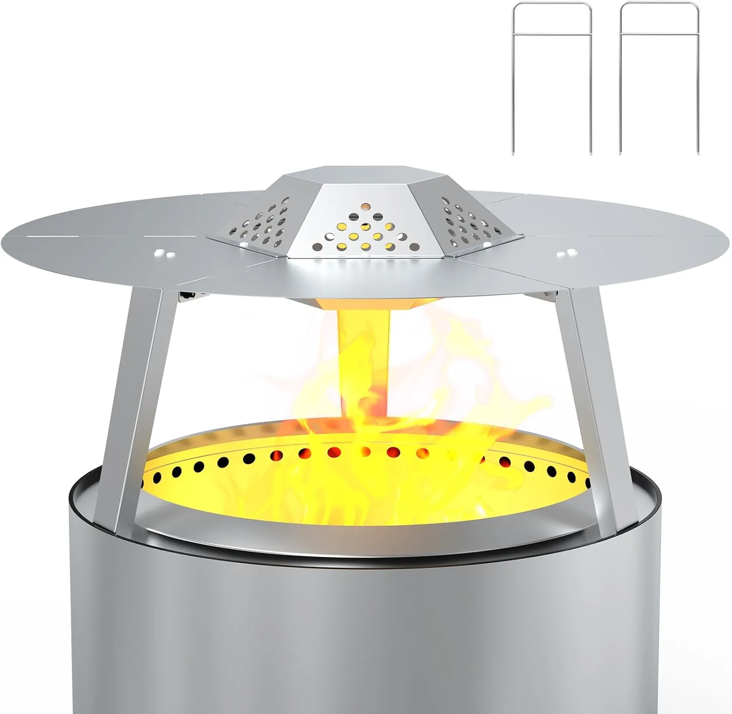 Heat Deflector for Solo Stove Bonfire 19.5" Stainless Steel Heat Diffuser Accessories with Carrying Handle and 3 Support Leg for 19.5" Other Outdoor Indoor Fire Pits