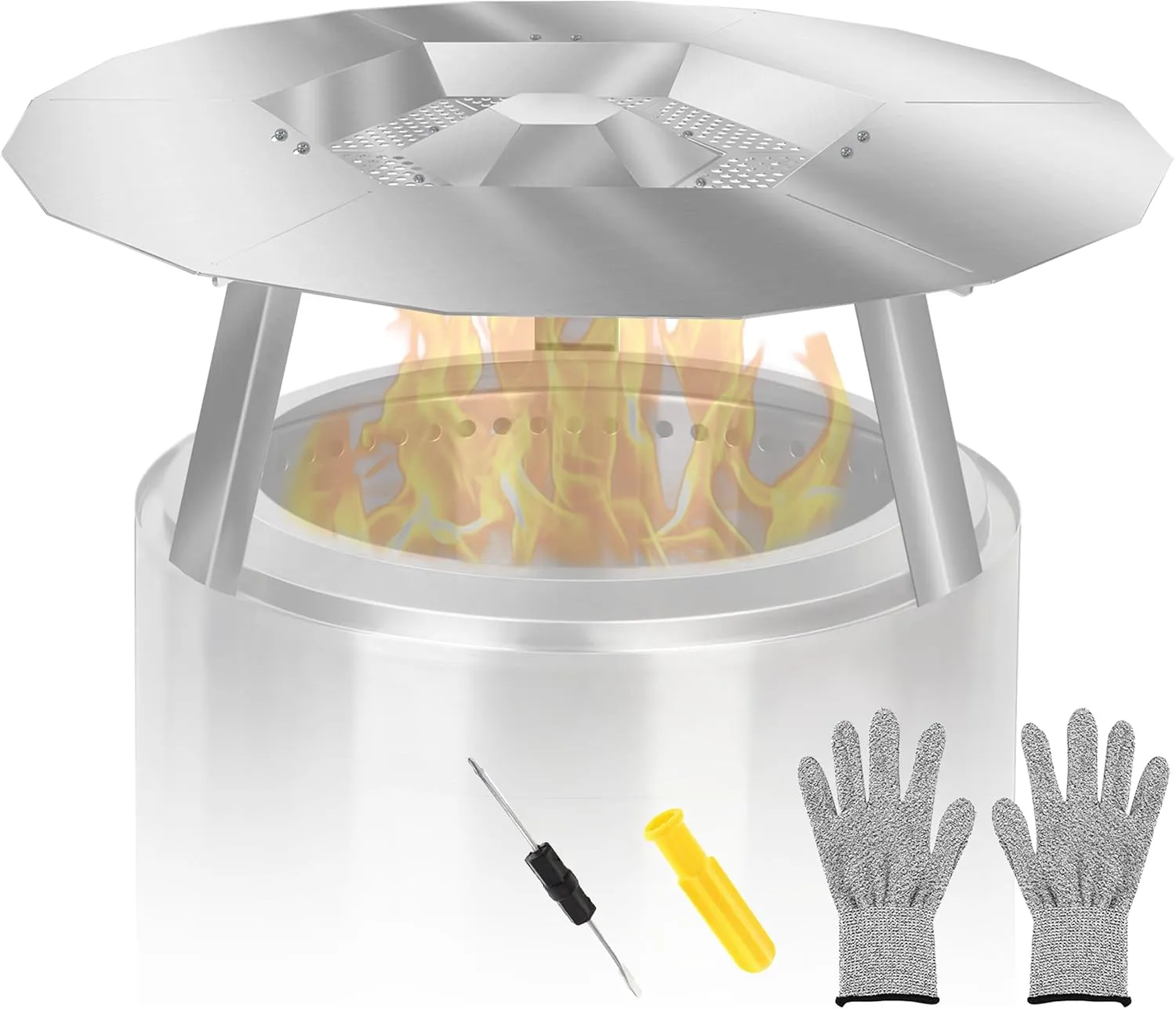 Heat Deflector for Solo Stove Bonfire1.0/2.0 and Other 19.5" Fire Pit - Accessory for Fire Pit, 304 Stainless Steel with 3 Legs Accessory.