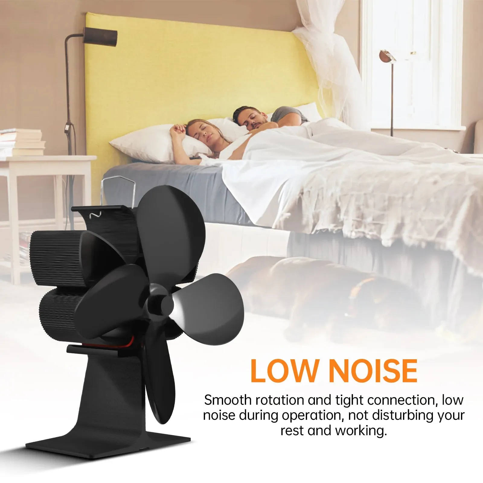 Heat Powered Stove Fan with 4 Blades and Overheating Protection