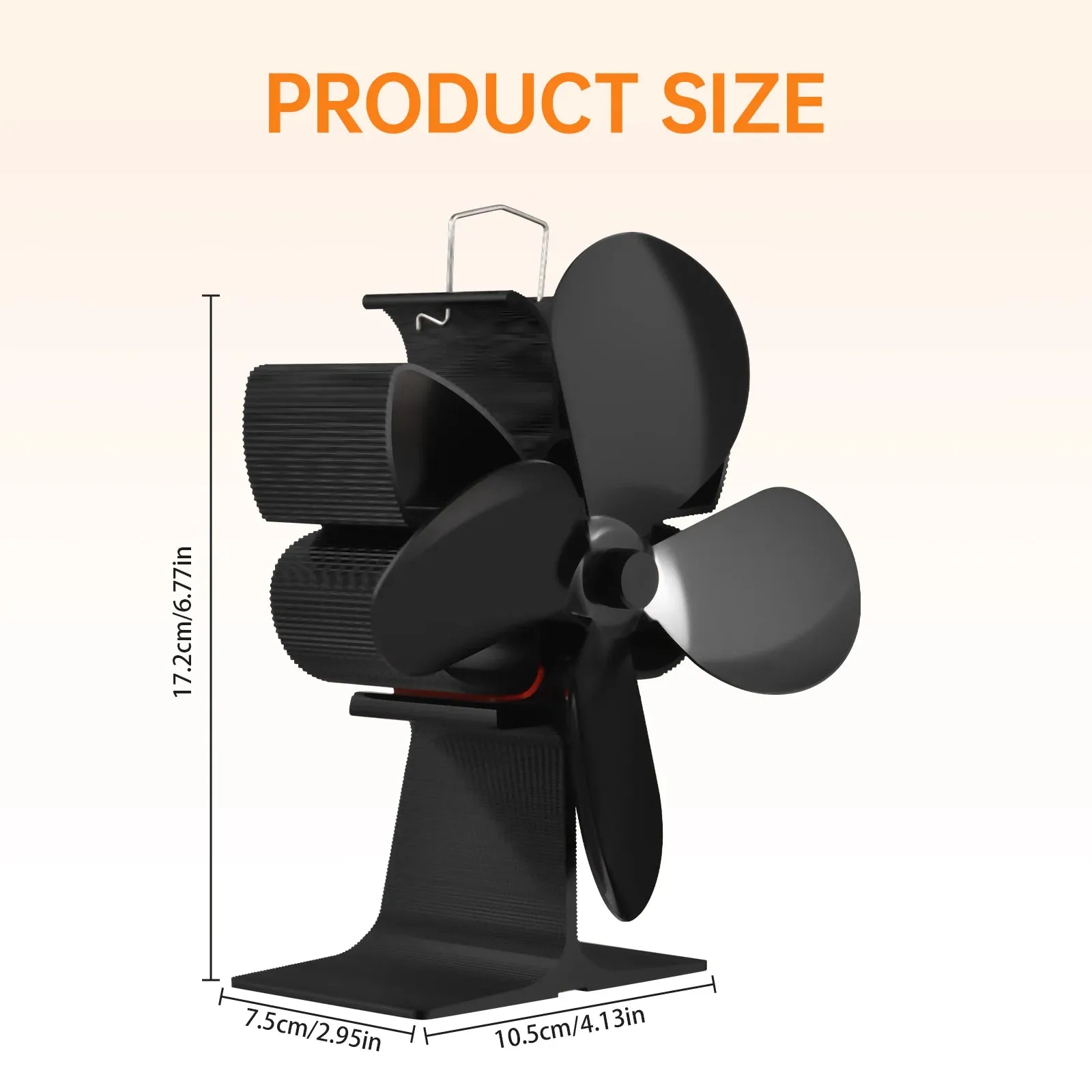 Heat Powered Stove Fan with 4 Blades and Overheating Protection