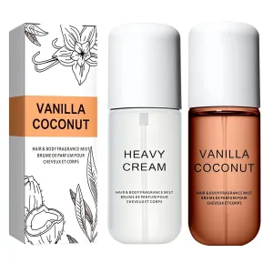 Heavy Cream Body Mist, 2025 New Heavy Creams Body and Hair Mist Perfume, Upgrade Vanilla Coconut Fragrance Body Spray for Women and Men, Long-Lasting Scent (One size, Mixed Pack)