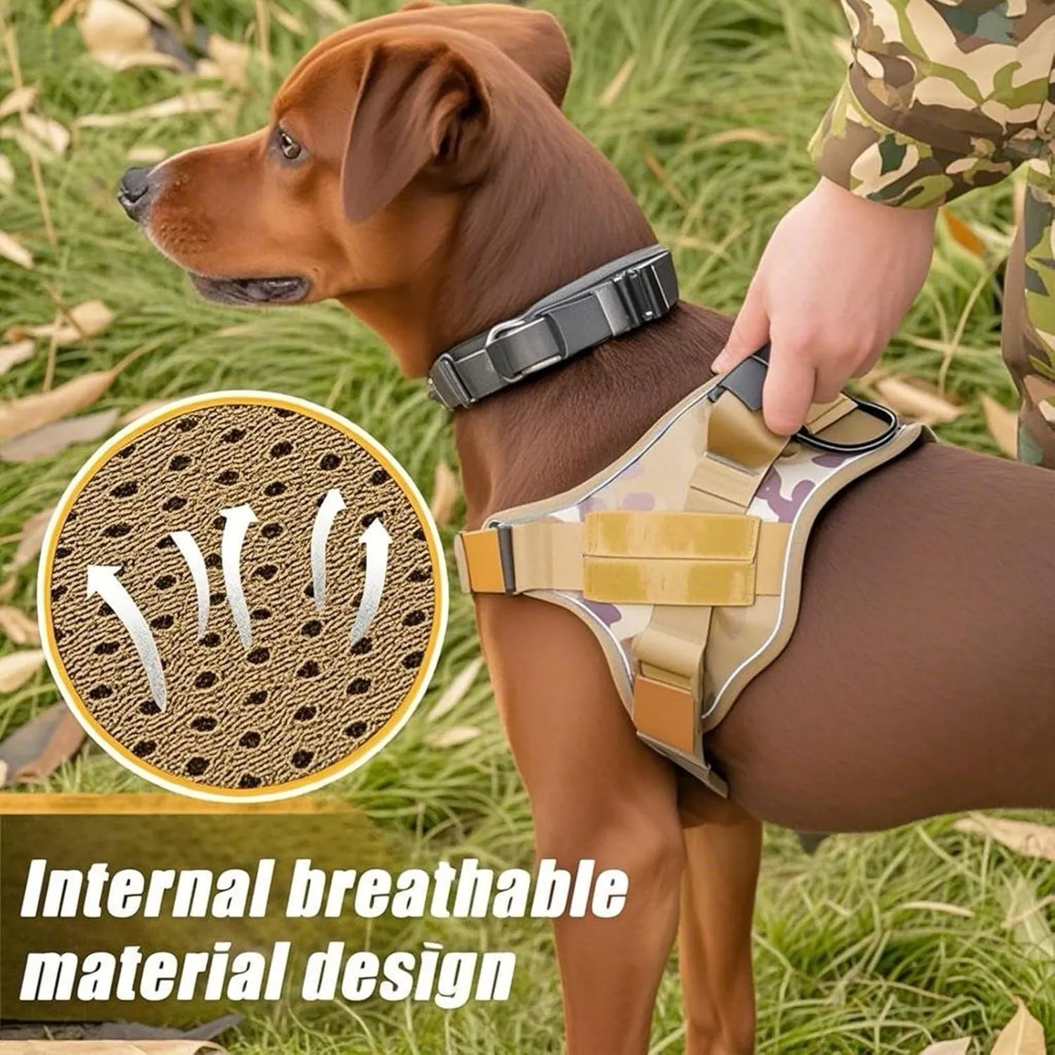 Heavy Duty Tactical Dog Harness for Dogs Adjustable Soft Padded Dog Vest with Hand Woven Pope for Working Dog Harnesses Large (Black, L)