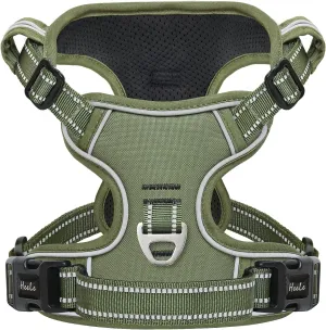 HEELE Dog Harness, Dog Harness for Small Medium Large Dogs No Pull Adjustable Padded Reflective Harness with Handle for Walking Training, Green, L