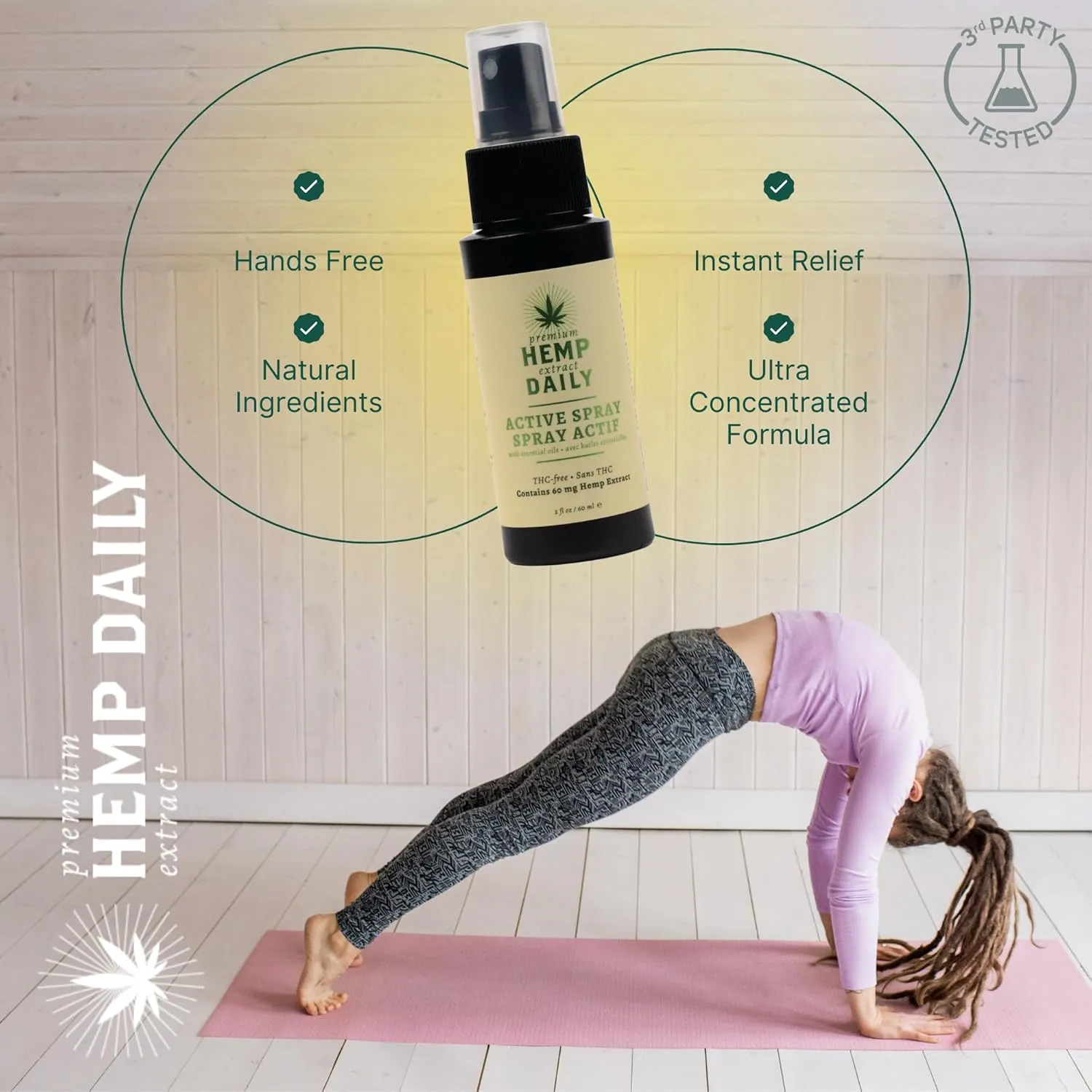 Hemp Daily Active Spray | Hemp Spray with Essential Oils | Vegan, Organic Ingredients, Calming | 2 Fluid Ounces, 2 Pack