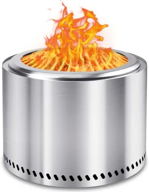 HGD 19.5" Smokeless Fire Pit Outdoor, Stainless Steel Wood Burning Firepit with Secondary Combustion, Backyard Patio Stove for Garden, BBQ & Bonfire