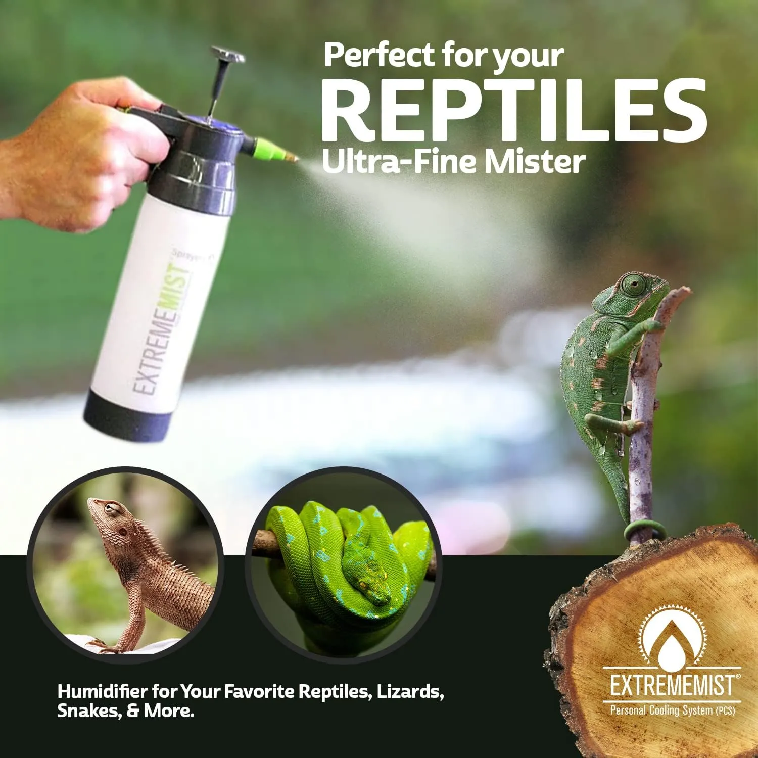 High-Performance Reptile Mister | Ultra-fine Amphibian Sprayer | Terrarium Humidity Fogger | Continuous Gentle Mister | Humidifier for Geckos, Chameleons, Turtles, & Lizards