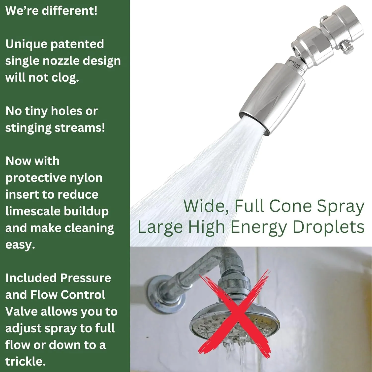 High Sierra Showerheads® - Solid Metal 2.0 GPM High-Flow Shower Head with Pressure Control Valve that Shuts It Off to Just a Trickle - Brushed Nickel