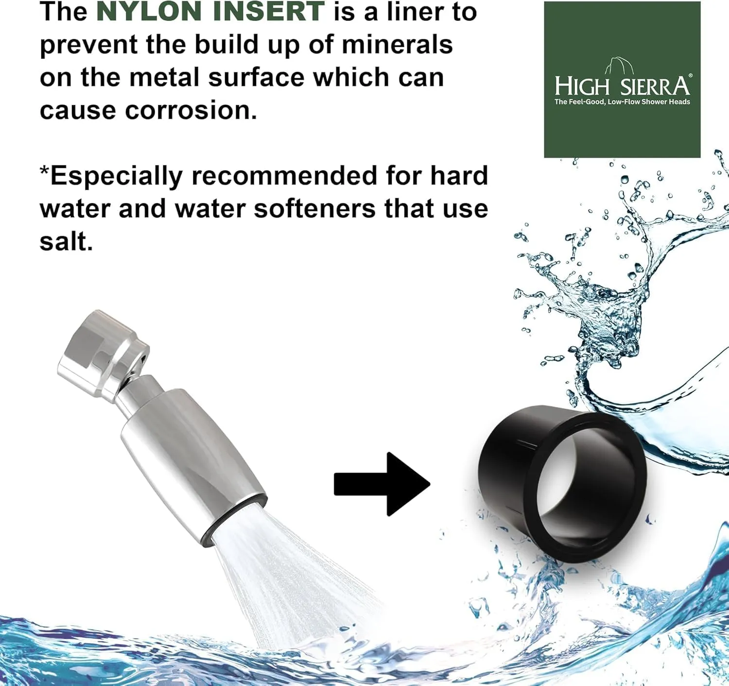 High Sierra Showerheads® - Solid Metal 2.0 GPM High-Flow Shower Head with Pressure Control Valve that Shuts It Off to Just a Trickle - Brushed Nickel