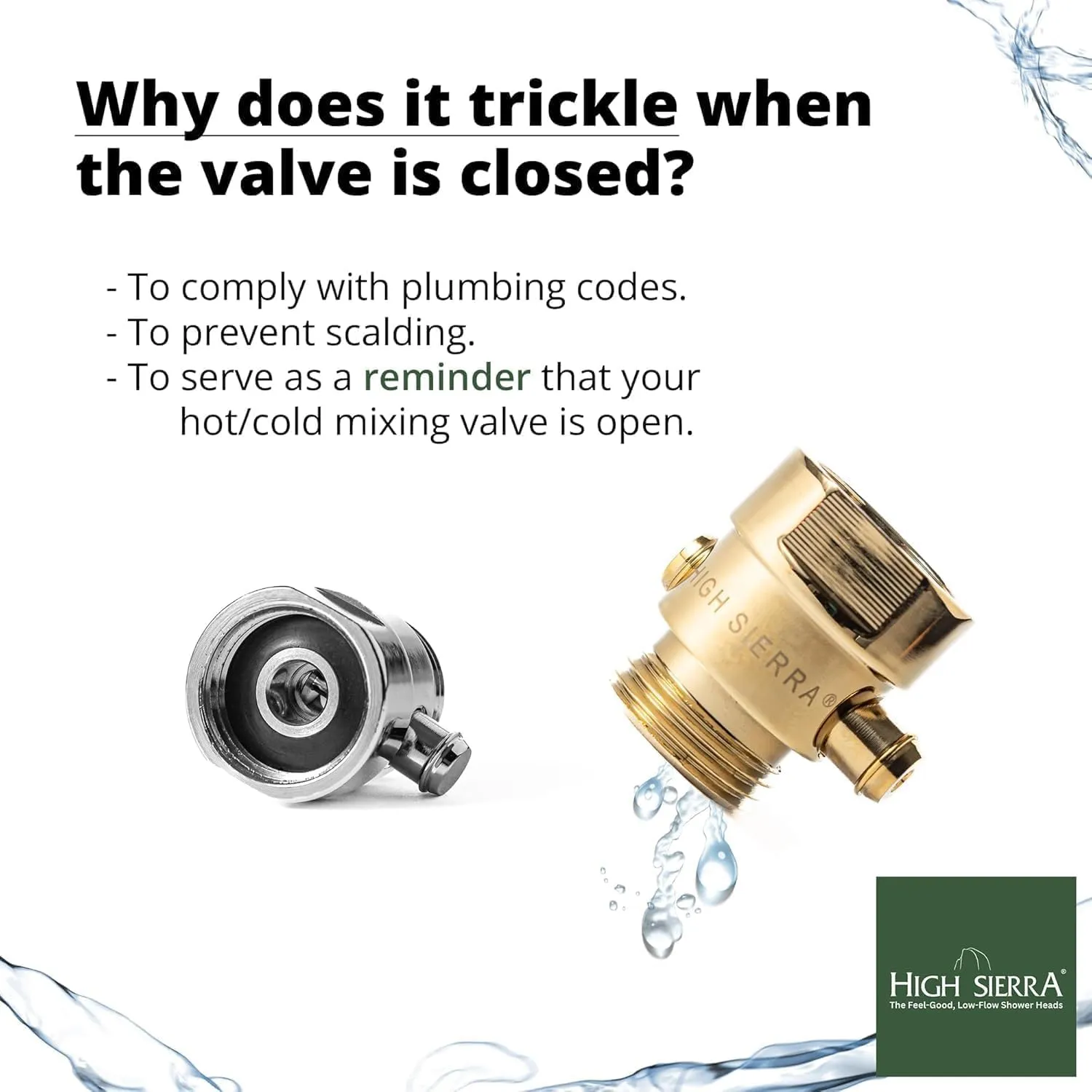 High Sierra Showerheads® - Solid Metal 2.0 GPM High-Flow Shower Head with Pressure Control Valve that Shuts It Off to Just a Trickle - Matte Black
