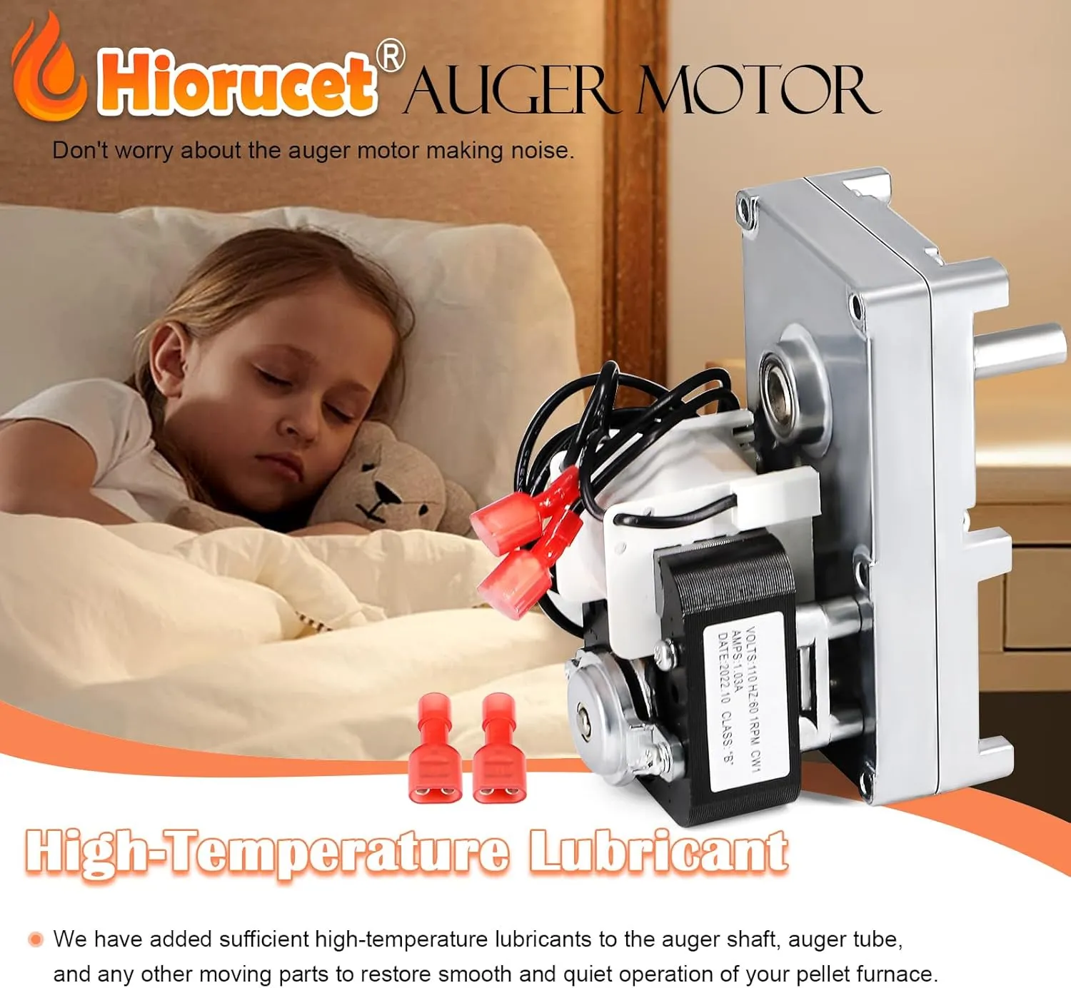 Hiorucet RPP102658 Auger Motor Replacement for Austroflamm Integra, Wega Pellet Stove Parts, 1RPM Clockwise Auger Feed Motor for Austroflamm Pellet Stoves.