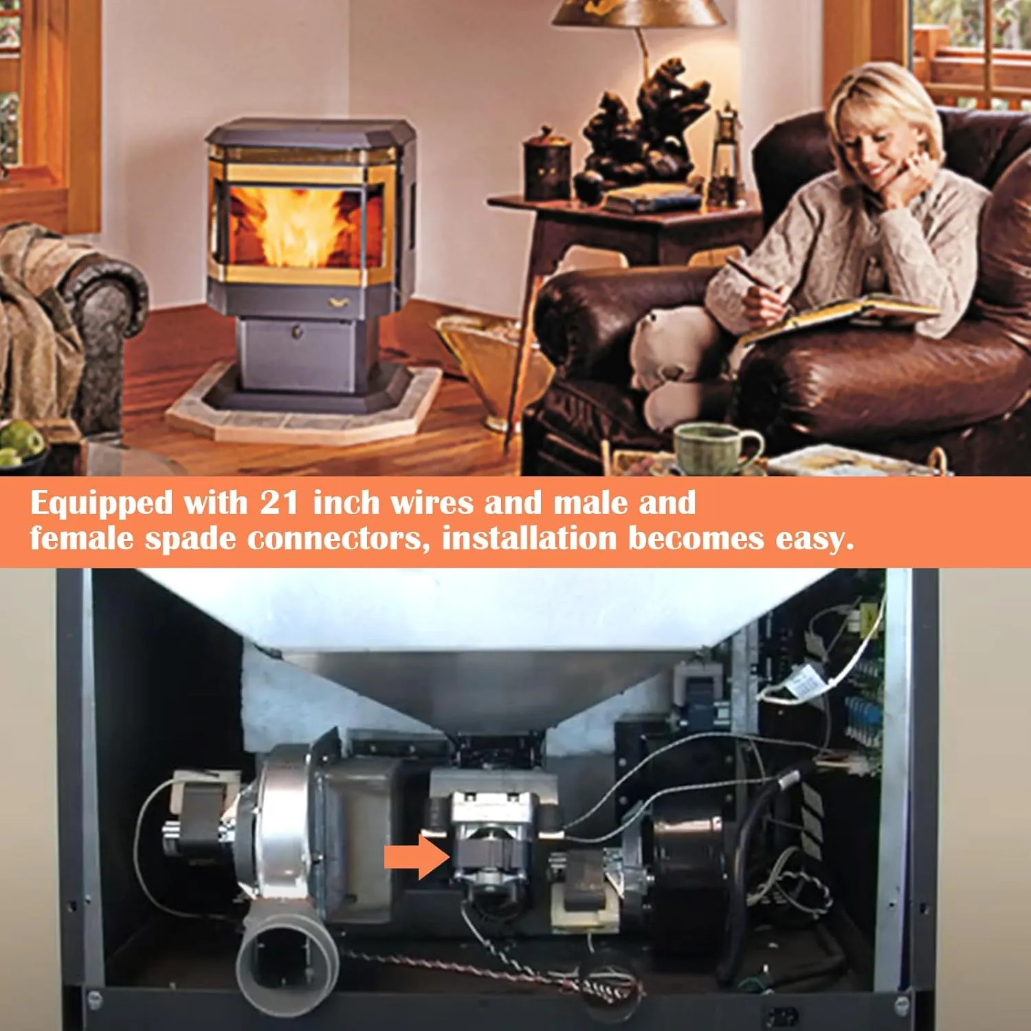 Hiorucet RPP102658 Auger Motor Replacement for Austroflamm Integra, Wega Pellet Stove Parts, 1RPM Clockwise Auger Feed Motor for Austroflamm Pellet Stoves.