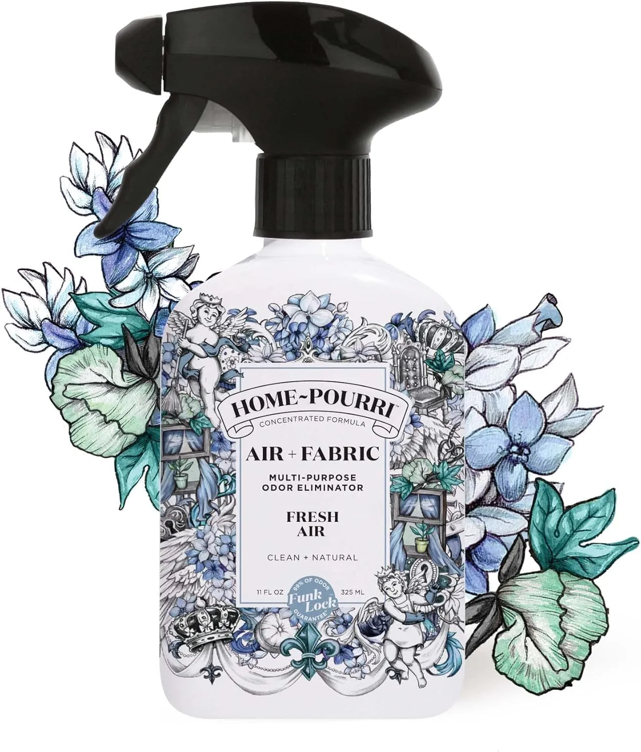 Home-Pourri Air   Fabric Multi-Purpose Odor Freshener Spray, Fresh Air, 11 Fl Oz - Jasmine, Fresh Air and Mint