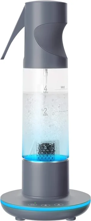 Homedics Ozone Clean 3-in-1 Multipurpose Cleaner – Chemical-Free Surface Disinfectant Spray, Super Strong Sanitizer and Deodorizer for Home Counters, Appliances and Toys, Reusable Bottle, Black