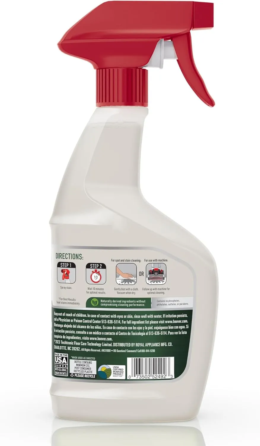 Hoover Pure Essentials Pre-Treat Spot and Stain Remover Spray, 22 oz., 2 Pack, Natural Plant Based Formula, Full Strength Carpet Cleaner Spray, Pair with Hoover Carpet or Spot Cleaner