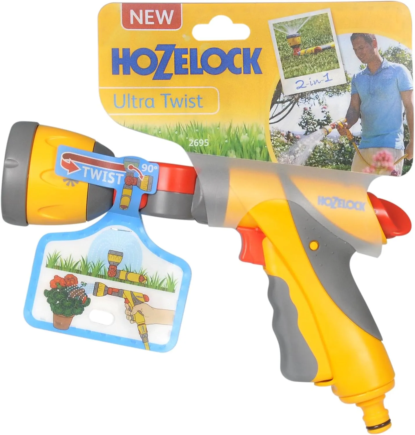 HOZELOCK - Spray Gun Ultra Twist Plus : Multi-tasking Spray Gun with 180° Adjustable Head, Ergonomic, Easy-to-use, Lockable and Flow-controlled: 4 Spray Patterns [2695 0000]