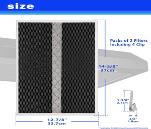 HPF30 Charcoal Filter Non-Ducted Charcoal Filter Compatible with Broan Range Hood Filter S97020466 14-5/8'' x 12-7/8'' replacement nu-tone stove hood filter for kitchen 2Pack (XC)