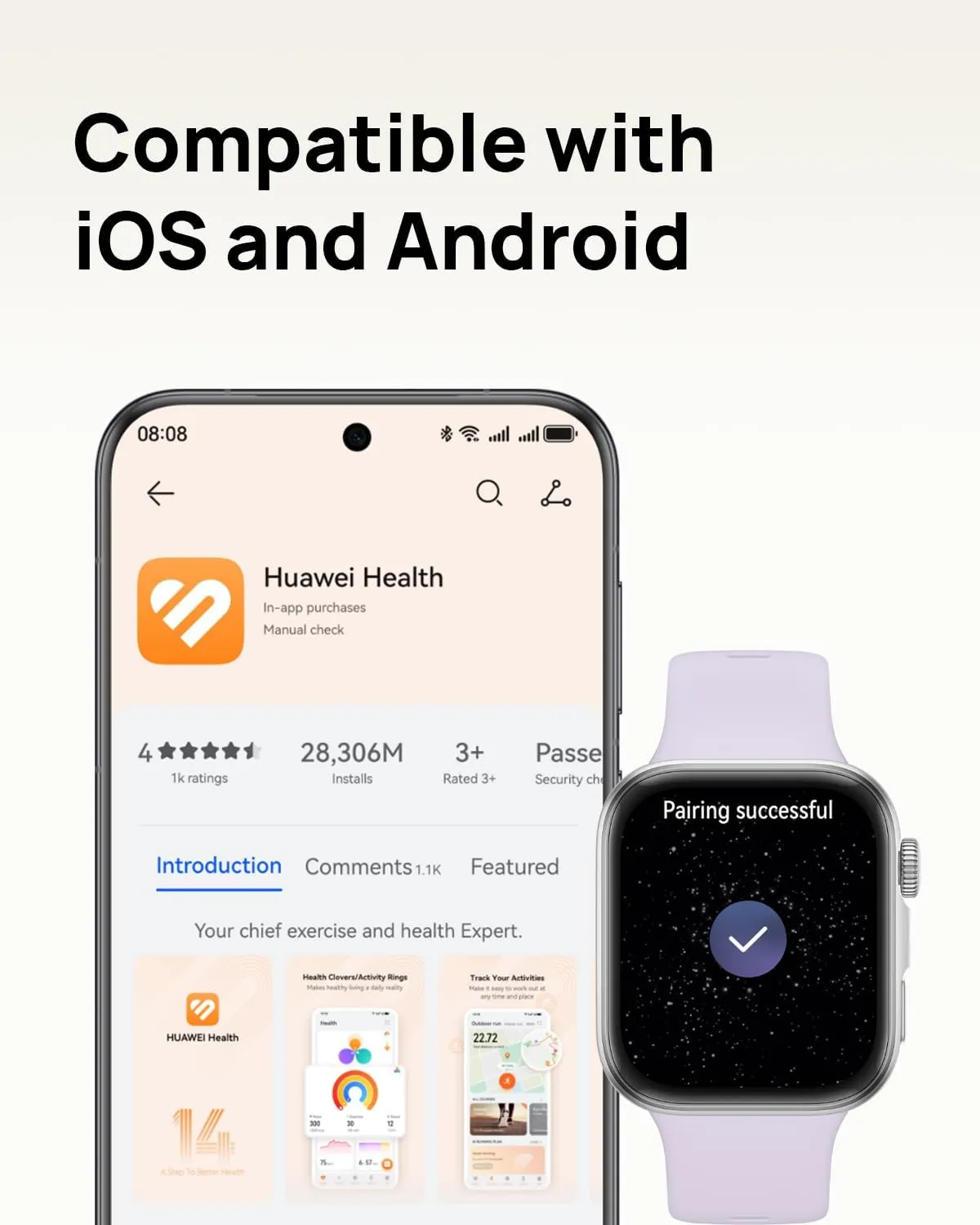 HUAWEI Watch FIT 4 smartwatch, 1.82" Large Display, Up to 10-Day Battery Life, Dual Band GPS, 100  Sports Modes, Fitness Health Tracker, Emotional Assistant, Compatible with Android iOS, White
