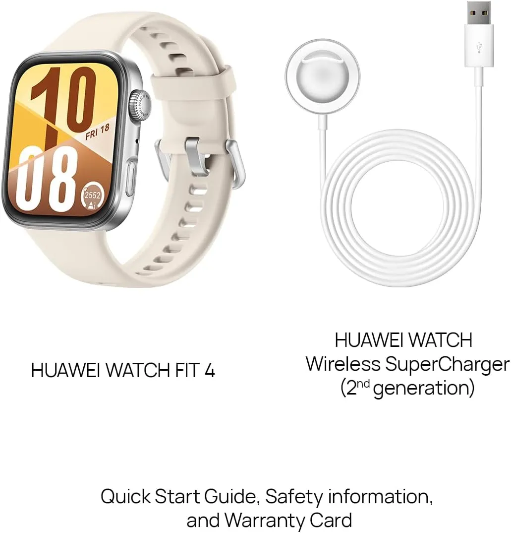HUAWEI Watch FIT 4 smartwatch, 1.82" Large Display, Up to 10-Day Battery Life, Dual Band GPS, 100  Sports Modes, Fitness Health Tracker, Emotional Assistant, Compatible with Android iOS, White