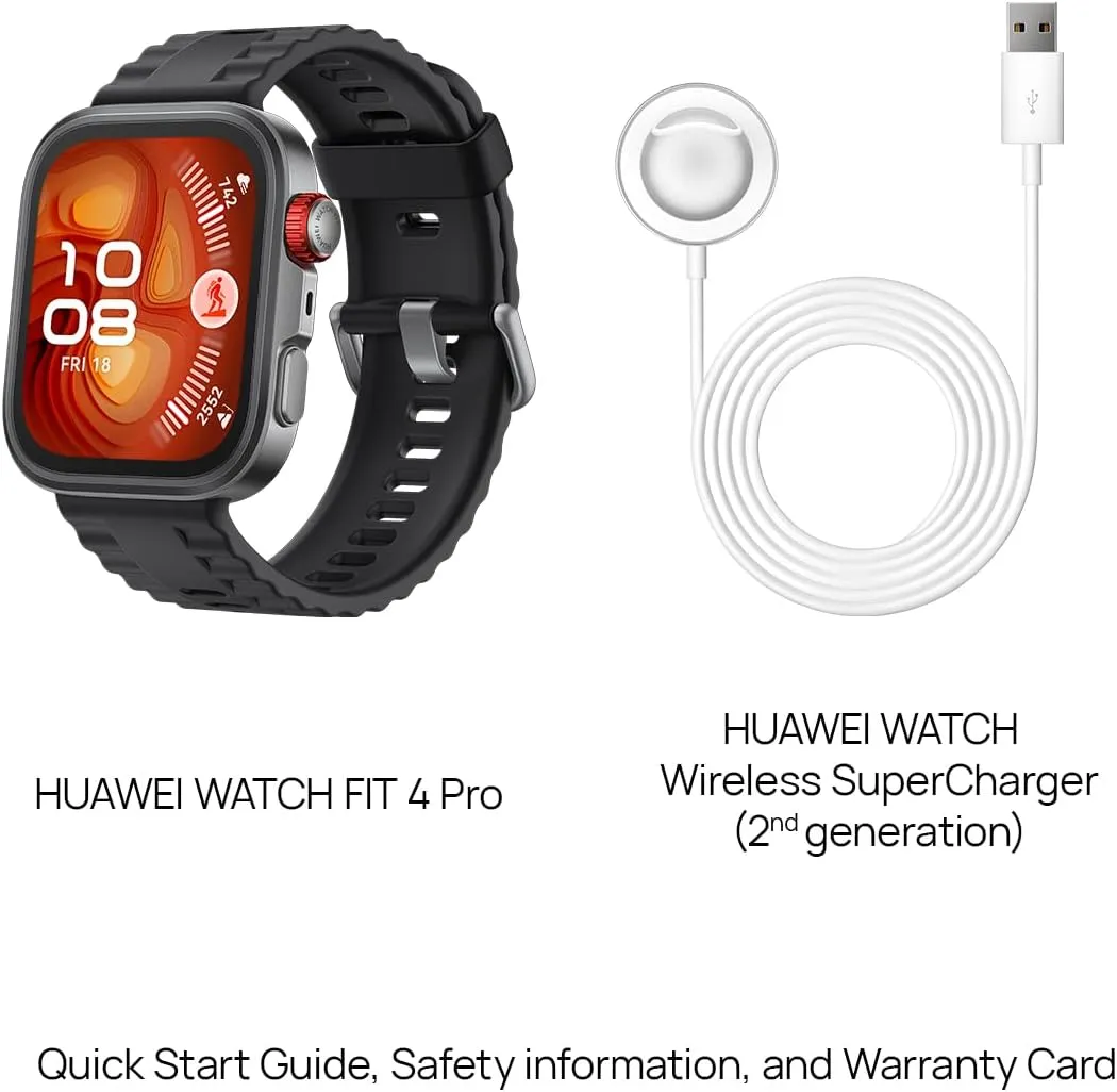 HUAWEI Watch FIT4 Pro Smartwatch, 1.82" Sapphire Display Titanium Alloy Bezel, Up to 10-Day Battery Life, Dual Band GPS, Golf Courses map, 40 m Free Diving, Compatible with Android iOS, Black