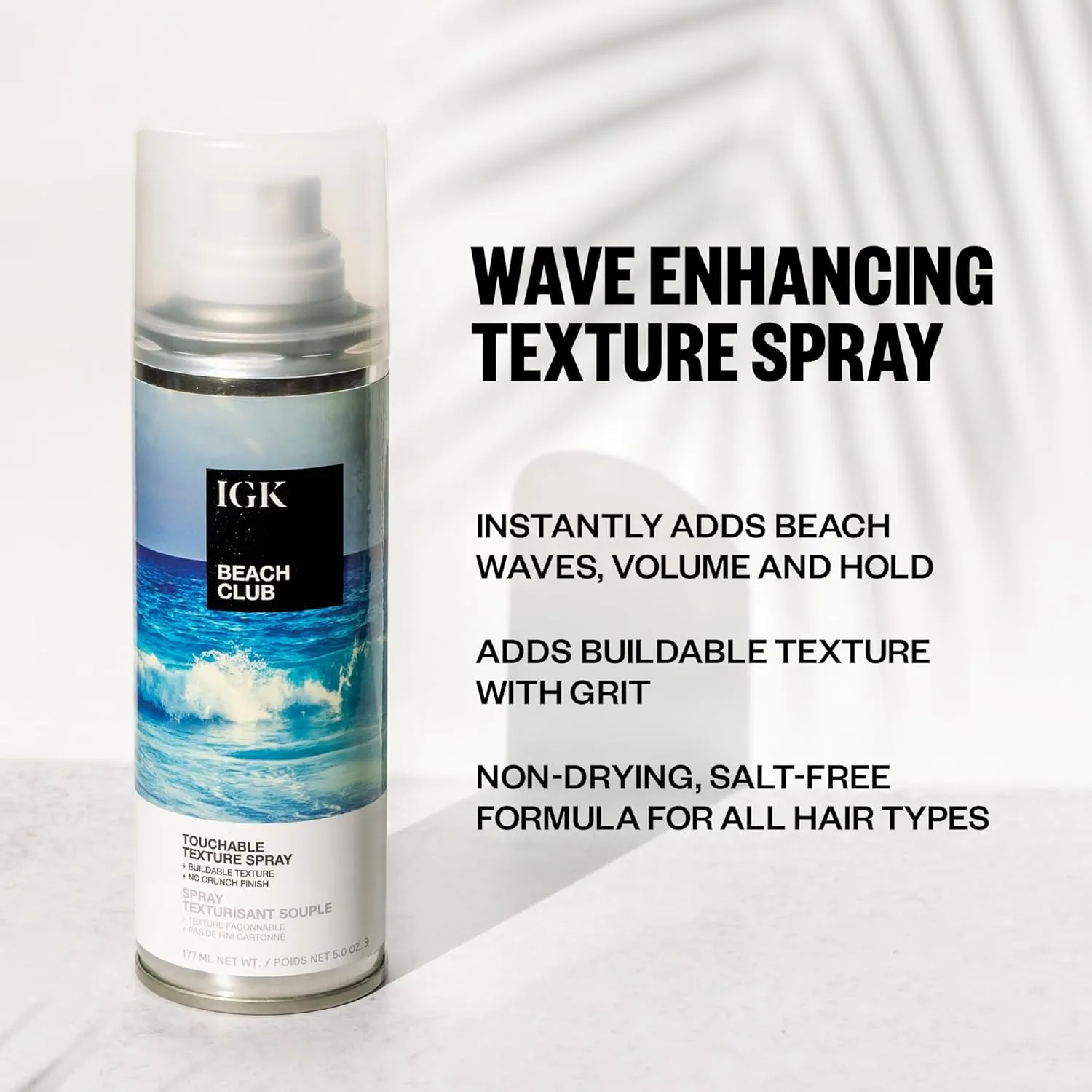 IGK BEACH CLUB Touchable Texture Spray | Hold   Volume   Lightweight | Vegan   Cruelty Free |