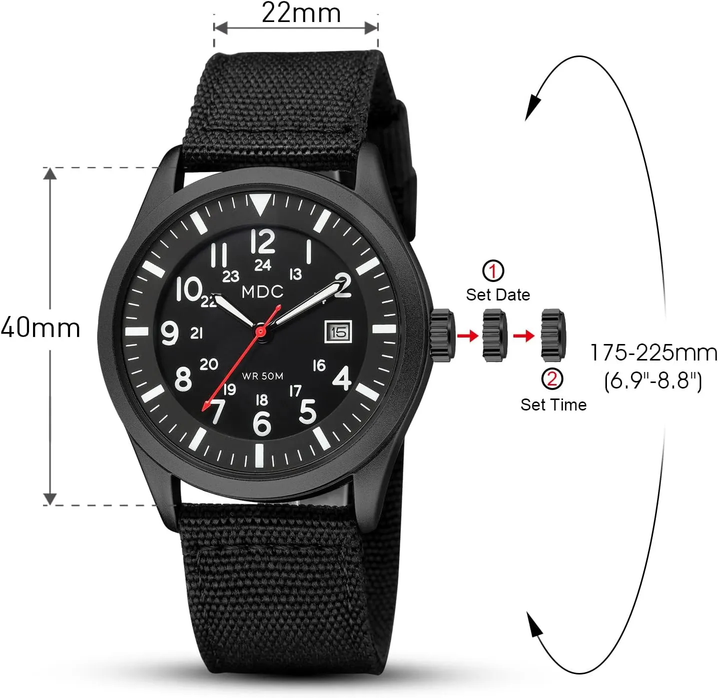 Infantry Military Analog Wrist Watch for Men, Mens Army Field Tactical Sport Watches, 5ATM Waterproof Outdoor Work Quartz Wristwatch
