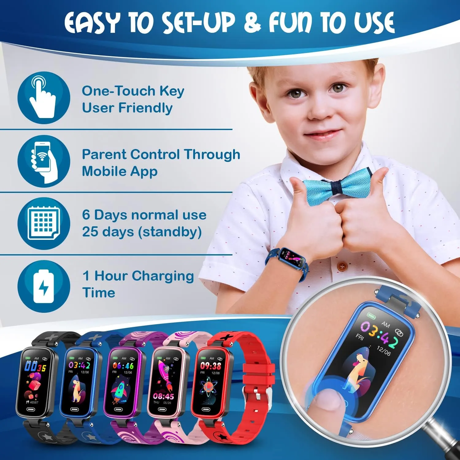 Inspiratek Kids Fitness Tracker for Age 5-16，2022 Upgraded Tracker Kids Watch，Waterproof Watch for Kids with Pedometer，Sleep Monitor & Calorie Counter，Fitness Watch for Kids Girls Boys Teen (Blue)