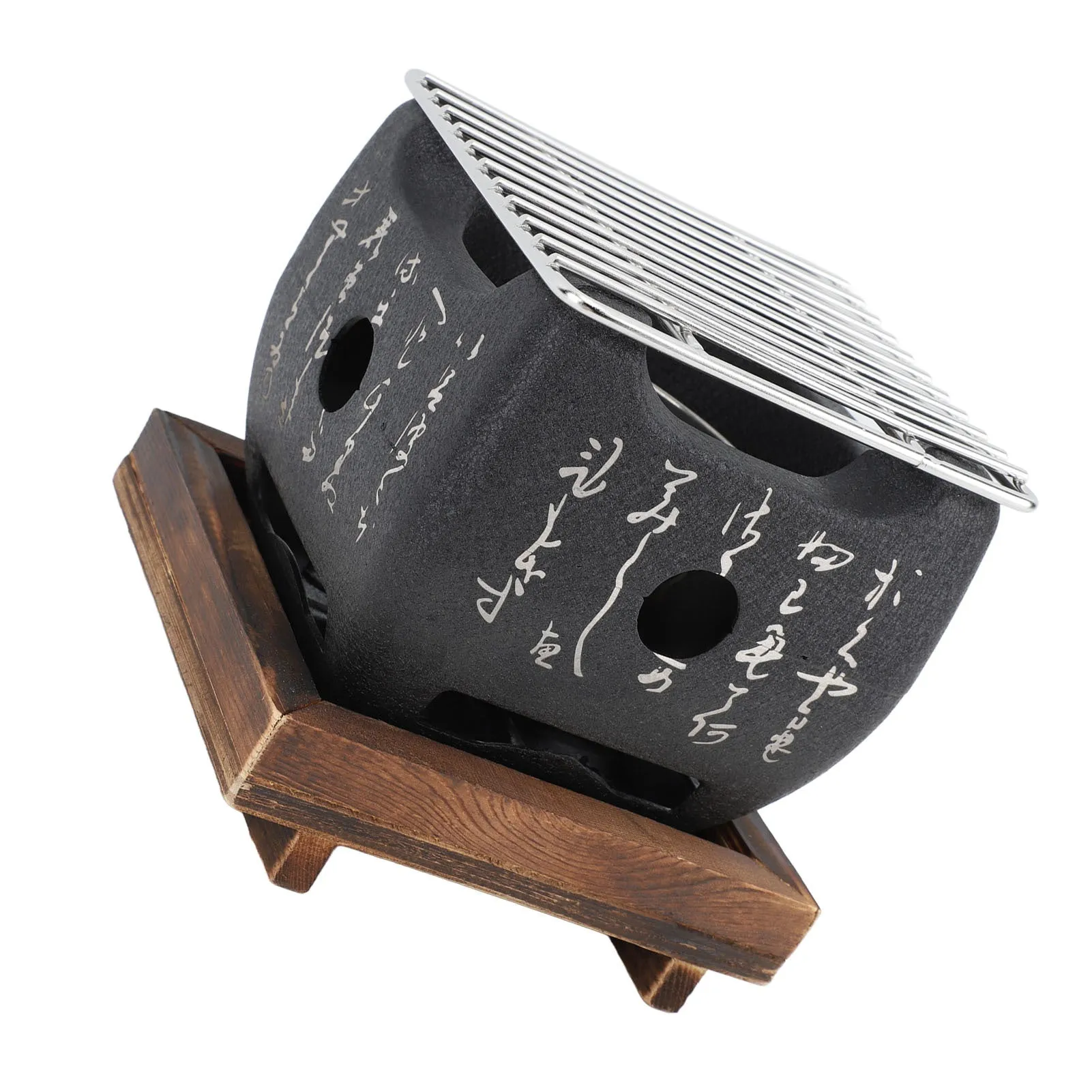 Japanese Script Food Charcoal Stove Multi Functional Fast Heating Mini Portable Barbecue Stove for Grilling Family Large Square 5.9 X 5.9 X 5.3in