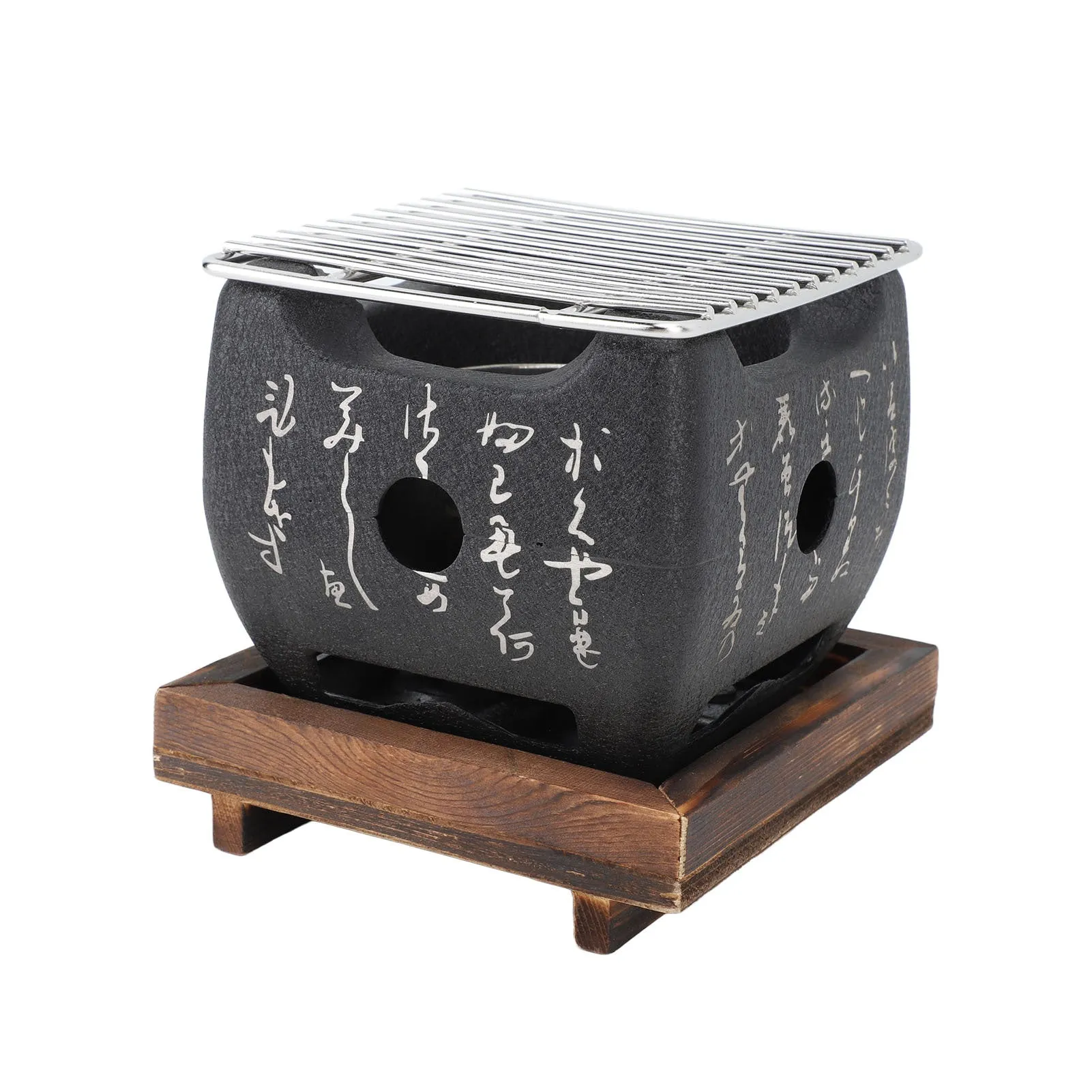 Japanese Script Food Charcoal Stove Multi Functional Fast Heating Mini Portable Barbecue Stove for Grilling Family Large Square 5.9 X 5.9 X 5.3in