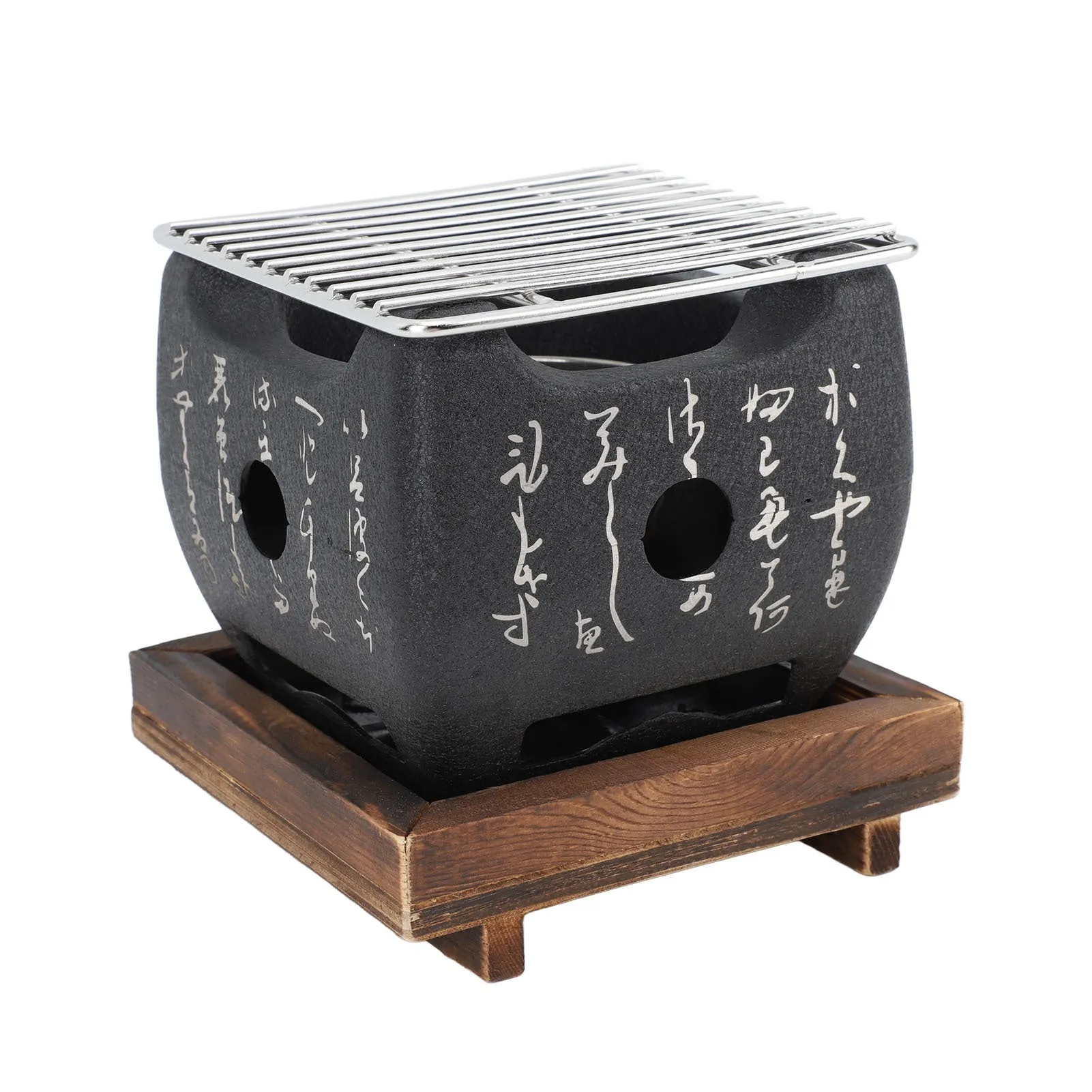 Japanese Script Food Charcoal Stove Multi Functional Fast Heating Mini Portable Barbecue Stove for Grilling Family Large Square 5.9 X 5.9 X 5.3in