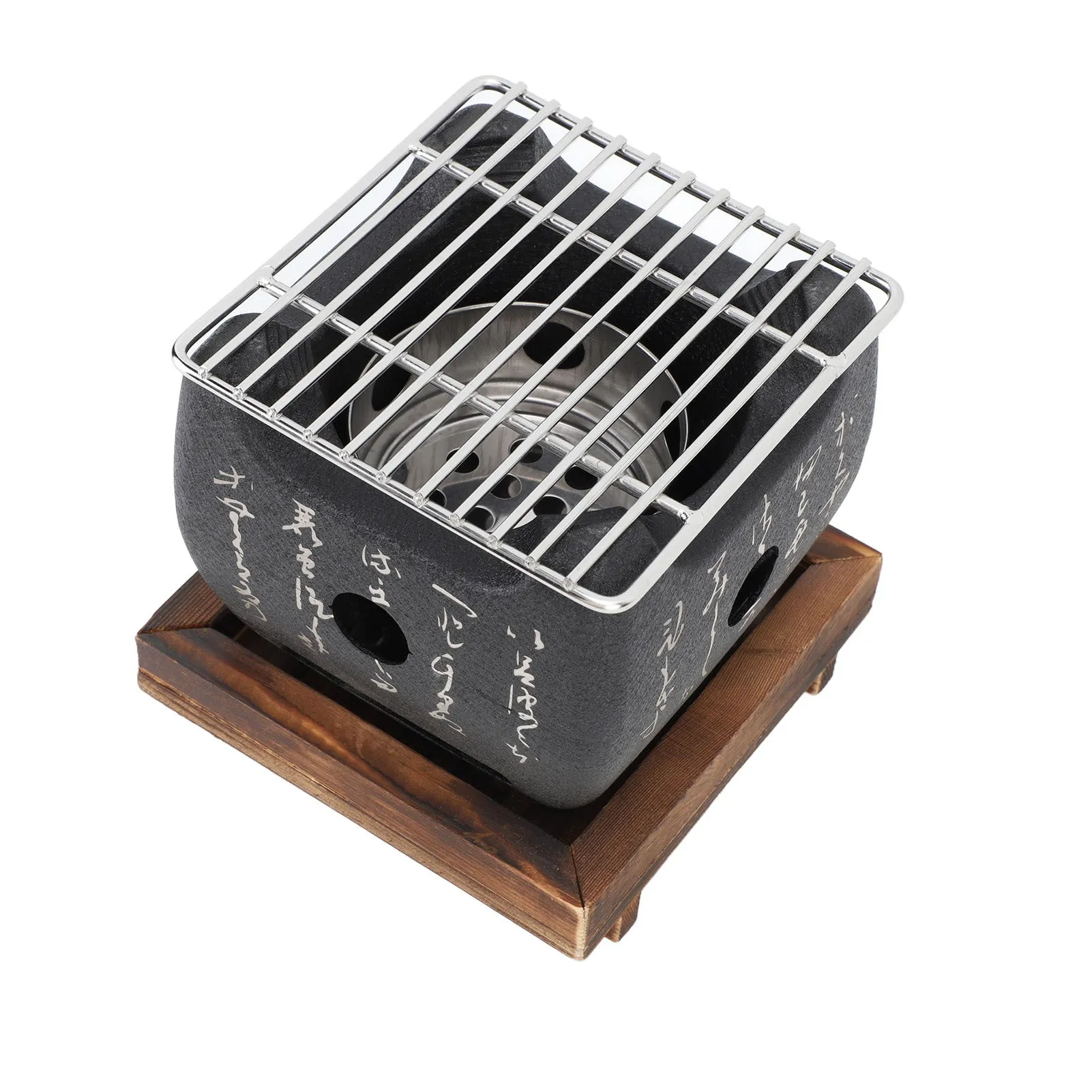 Japanese Script Food Charcoal Stove Multi Functional Fast Heating Mini Portable Barbecue Stove for Grilling Family Large Square 5.9 X 5.9 X 5.3in