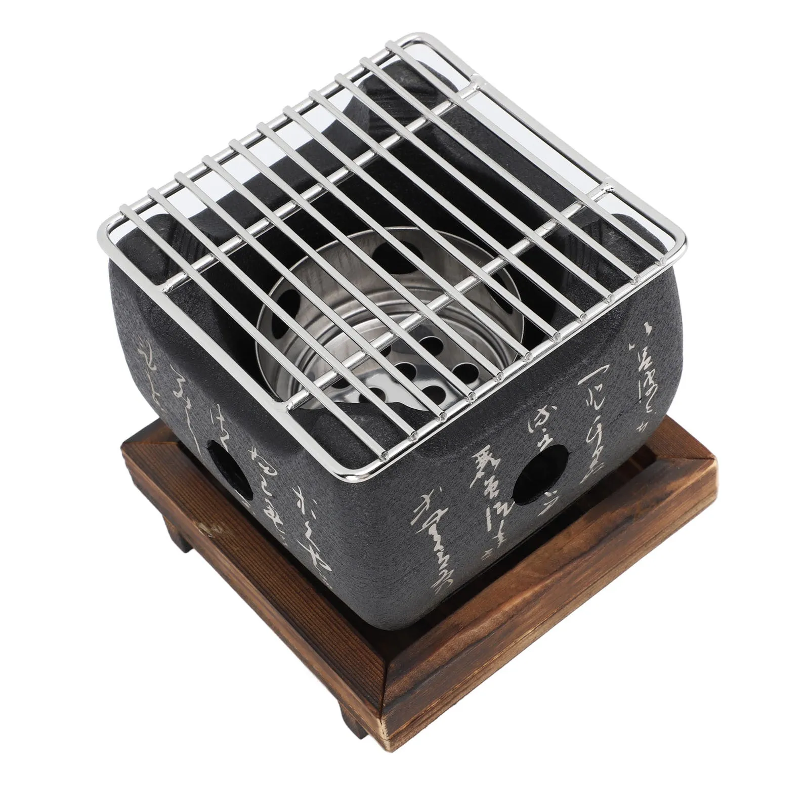 Japanese Script Food Charcoal Stove Multi Functional Fast Heating Mini Portable Barbecue Stove for Grilling Family Large Square 5.9 X 5.9 X 5.3in