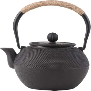 Japanese Style Cast Iron Teapot with Infuser 1.2L Black Cast Iron Teapot with Stainless Steel Infuser for Loose Leaf Tea and Teabags Tea Kettle Stovetop Safe Enamel Coated Lofty Ambition