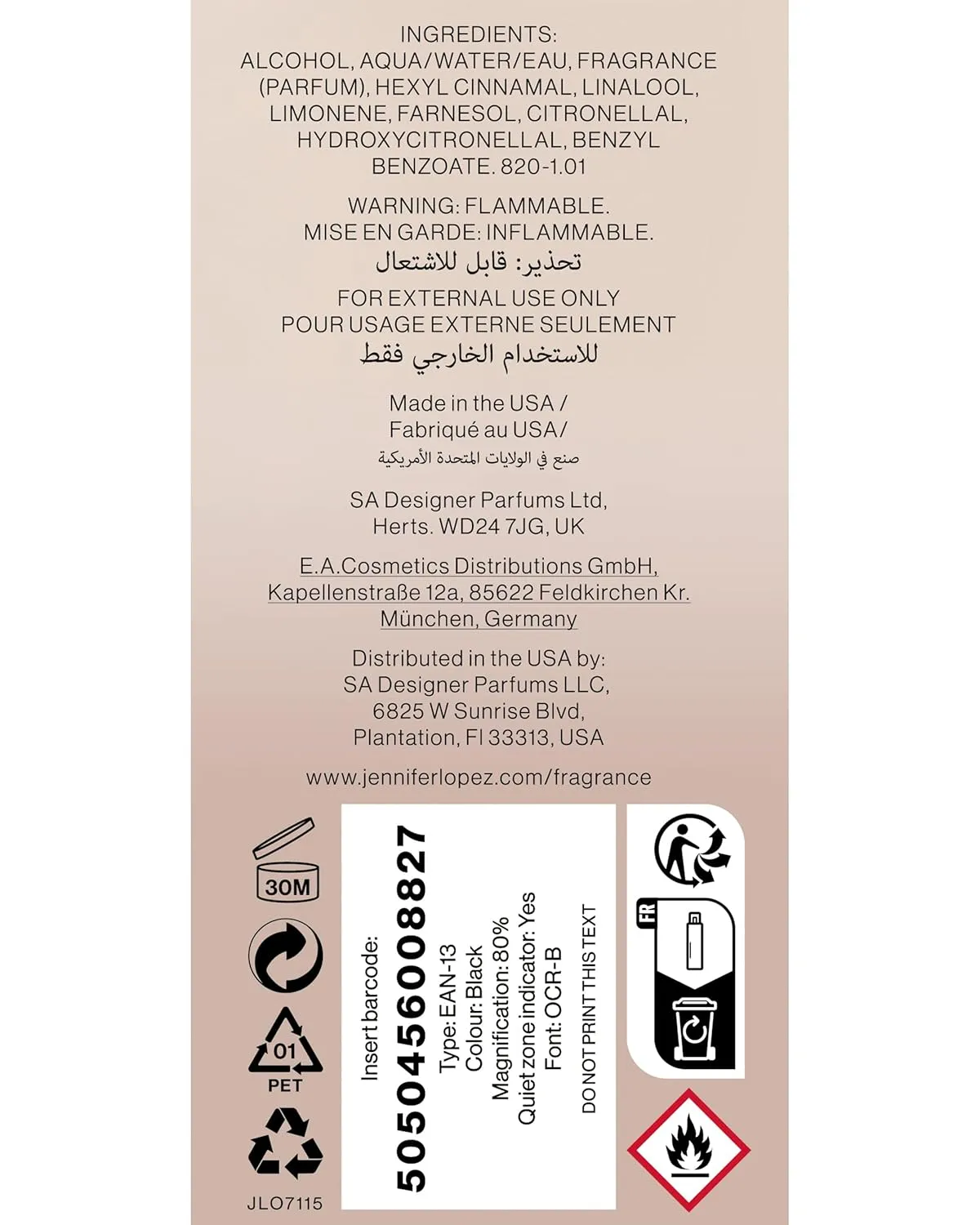 Jennifer Lopez Still Perfumed Fragrance Body Mist - 8 fl oz