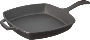 Jim Beam JB0217 10.5" Pre Seasoned Cast Iron Square Skillet for Grill, Gas, Oven, Electric, Induction and Glass, Black