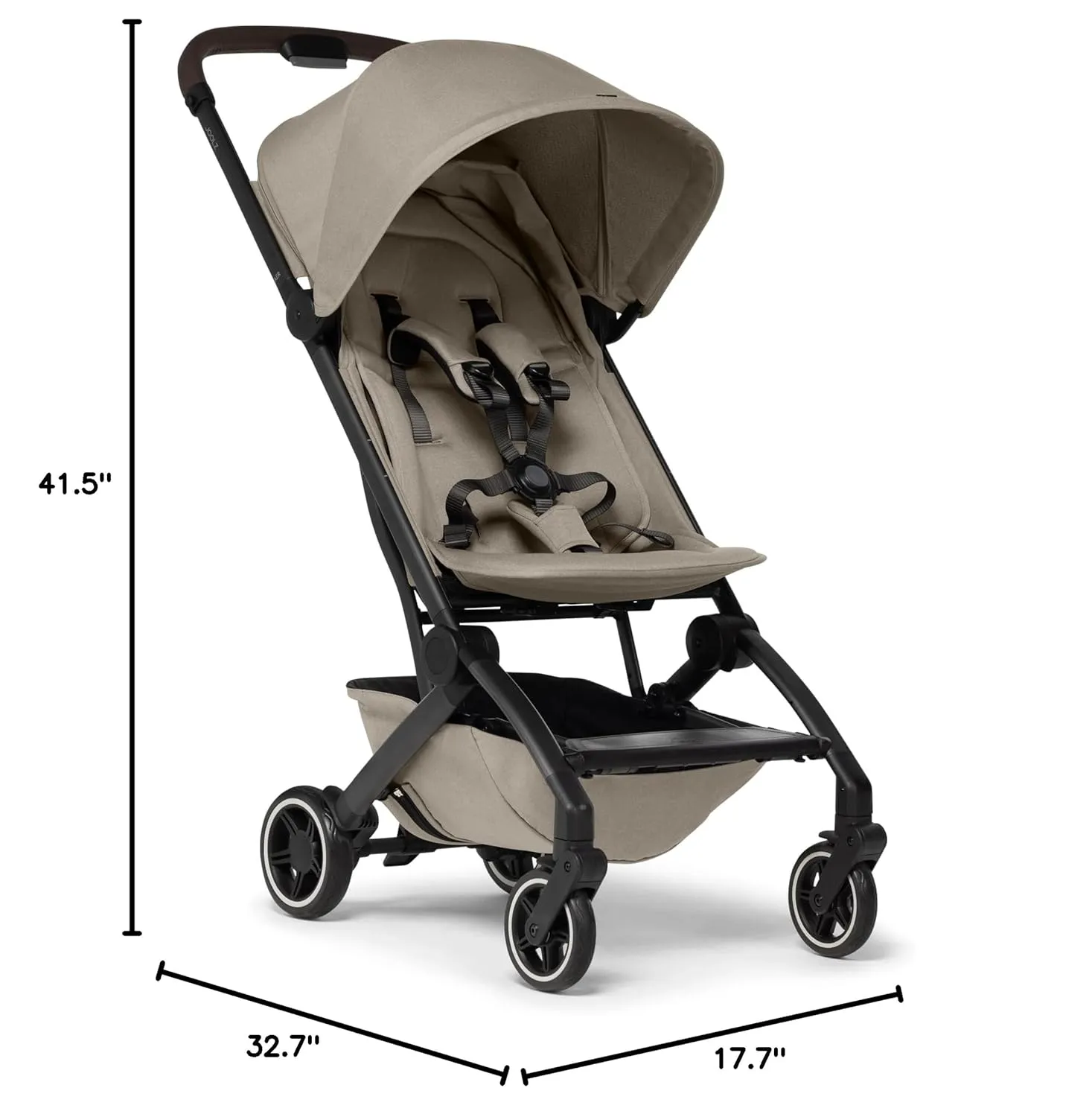 Joolz AER  Lightweight & Compact Travel Stroller - Portable One-Hand Fold Design - Ergonomic Seat for Infant & Toddler (up to 50 lb) - XXL Sun Hood - Stroller for Airplane -Travel Pouch -Sandy Taupe