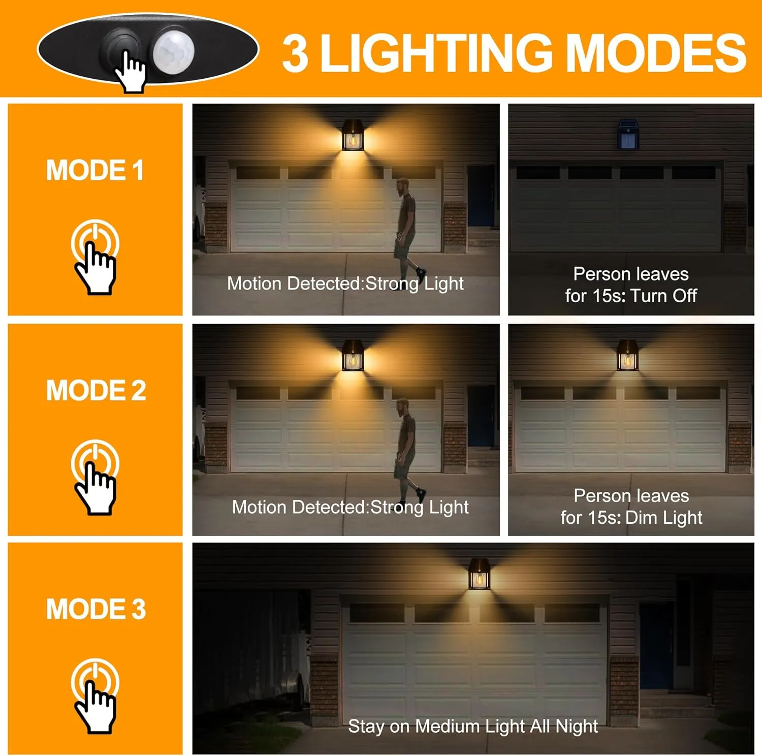 Joomer Solar Wall Lights Outdoor 2PACK,Solar Wall Lantern with 3 Modes & Motion Sensor,Dusk to Dawn Porch Lights Fixture,Waterproof Exterior Lighting with Clear Panel for Entryway Front Door