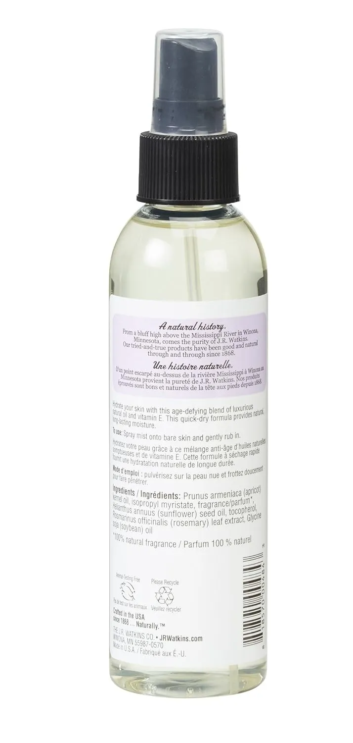 J.R. Watkins Natural Hydrating Body Oil Mist, Moisturizing Body Oil Spray for Glowing Skin, USA Made and Cruelty-Free, Lavender, 6 fl oz, Single (Pack of 3)
