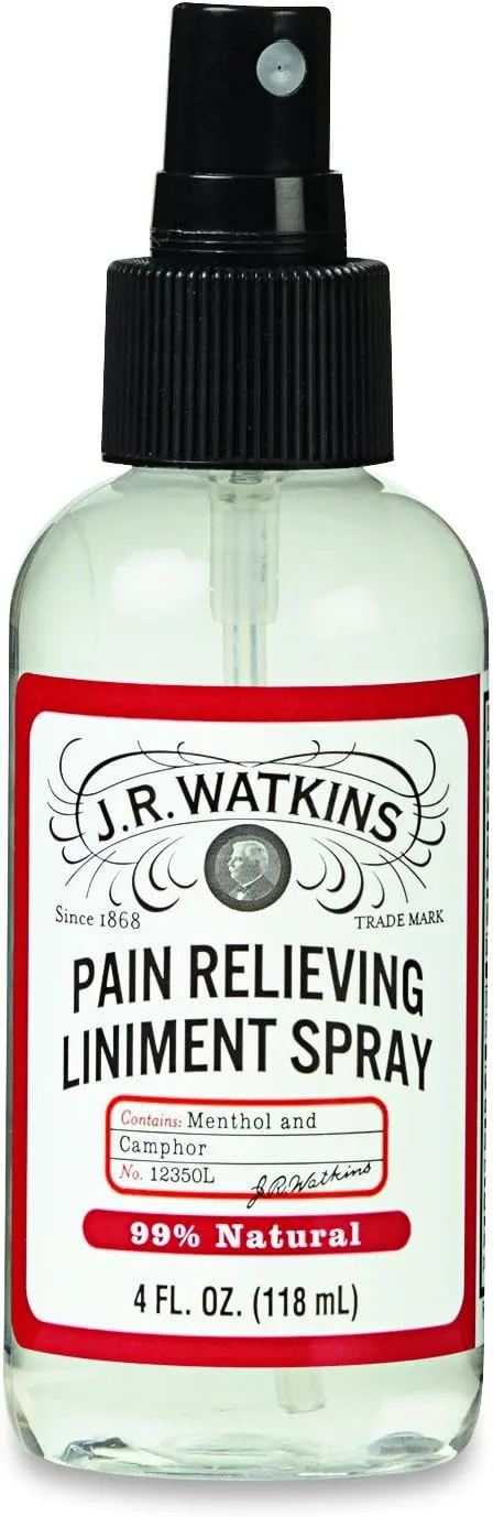 J.R. Watkins Pain Relieving Liniment Spray, Menthol and Camphor, 4 Ounce (Pack of 2)
