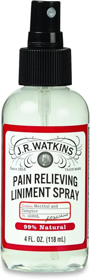 J.R. Watkins Pain Relieving Liniment Spray, Menthol and Camphor, 4 Ounce (Pack of 2)