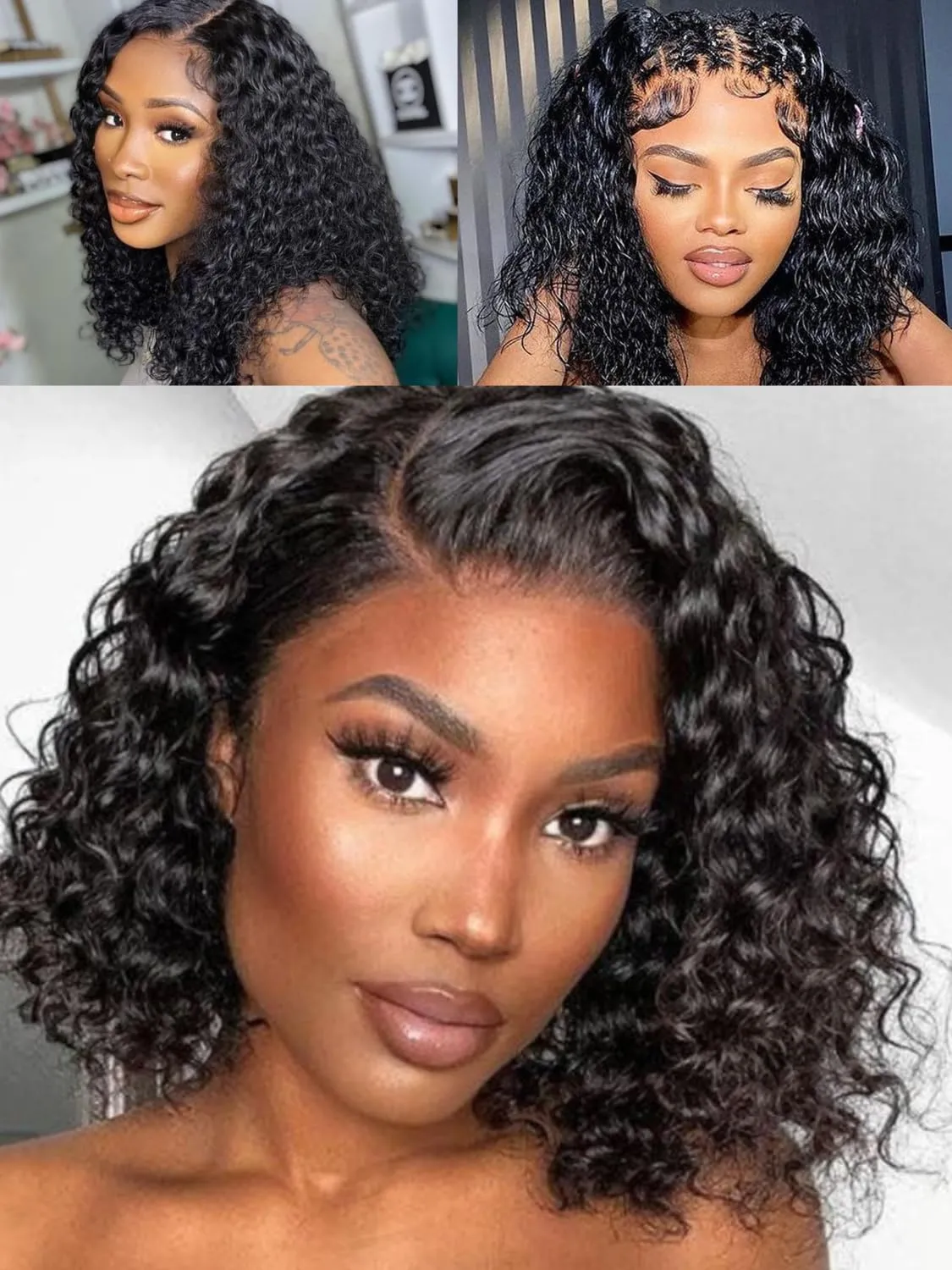 Julia Hair 12 Inch Short Bob Wigs Human Hair Glueless Wigs Pre Plucked For Beginners Water Wave Pre Cut Lace Bob Wig 12A Brazilian Hair 7x5 Lace Front Wigs Bleach Knots Wear and Go