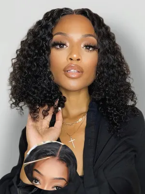 Julia Hair 12 Inch Short Bob Wigs Human Hair Glueless Wigs Pre Plucked For Beginners Water Wave Pre Cut Lace Bob Wig 12A Brazilian Hair 7x5 Lace Front Wigs Bleach Knots Wear and Go