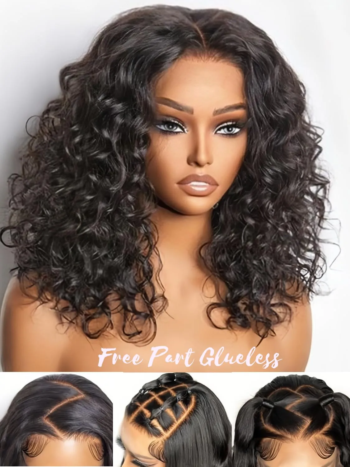 Julia Hair 12 Inch Short Bob Wigs Human Hair Glueless Wigs Pre Plucked For Beginners Water Wave Pre Cut Lace Bob Wig 12A Brazilian Hair 7x5 Lace Front Wigs Bleach Knots Wear and Go