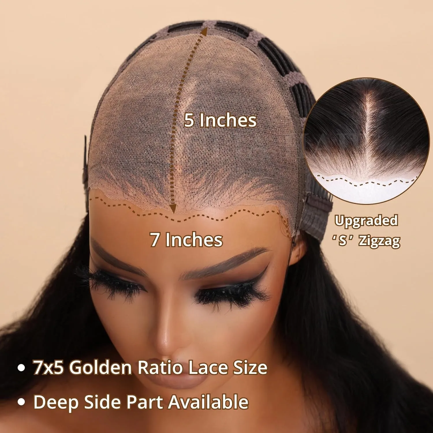 Julia Hair Bye Bye Knots Curly 4C Baby Hairs Lace Human Wig with Kinky Edges Hairline 7x5 Invisible Knots Pre Cut HD Lace Front Glueless Wig Pre Bleached Pre Plucked for Beginners 150% Density 22 Inch