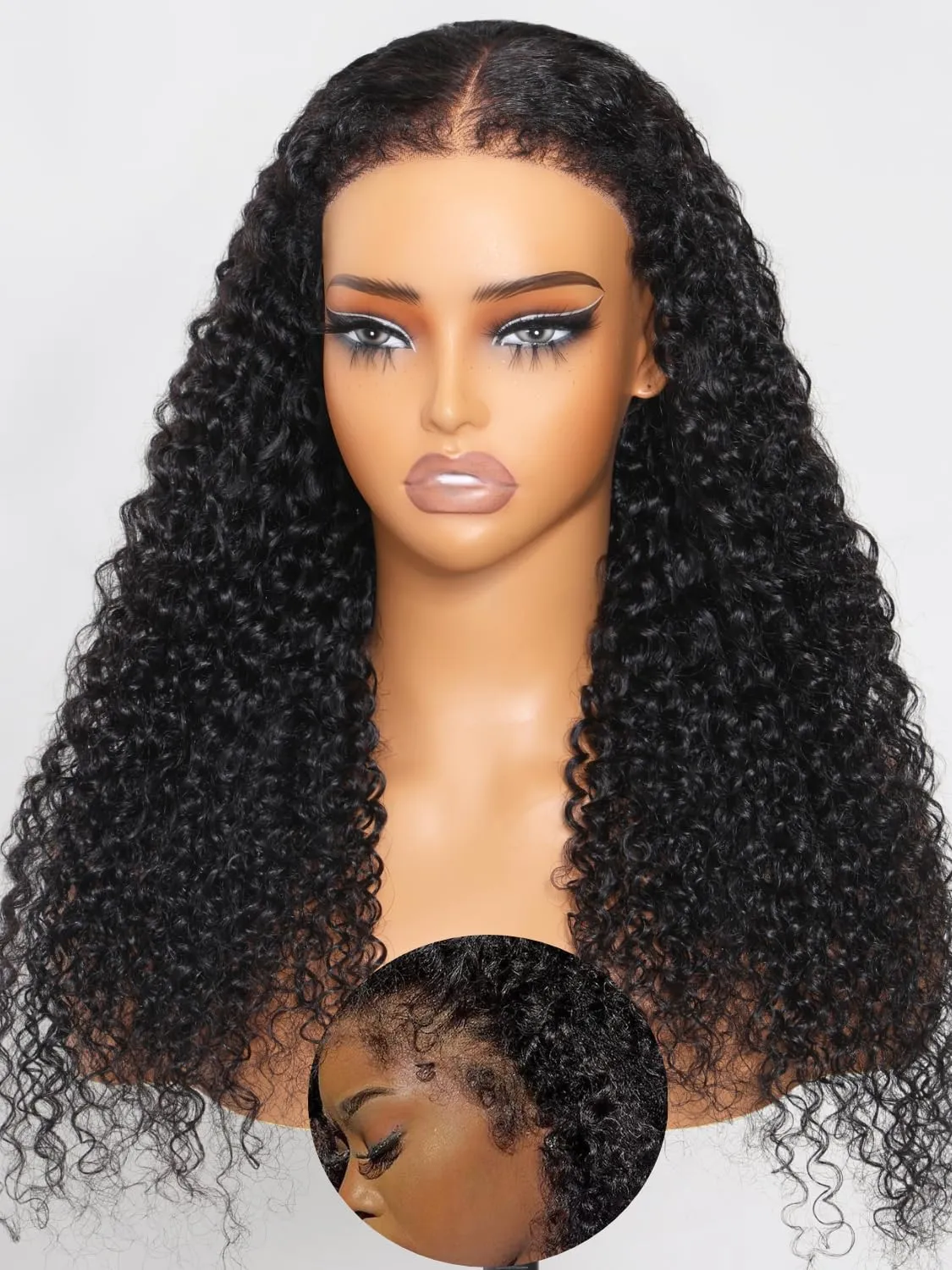 Julia Hair Bye Bye Knots Curly 4C Baby Hairs Lace Human Wig with Kinky Edges Hairline 7x5 Invisible Knots Pre Cut HD Lace Front Glueless Wig Pre Bleached Pre Plucked for Beginners 150% Density 22 Inch