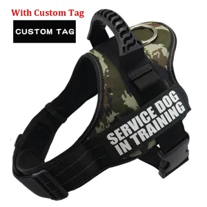 K9 Nylon Personalized Service Dog harness Reflective Adjustable Pet Harness for Sizes XS to XL  No Pull Dog Harness with custom tag and color options Service Dog