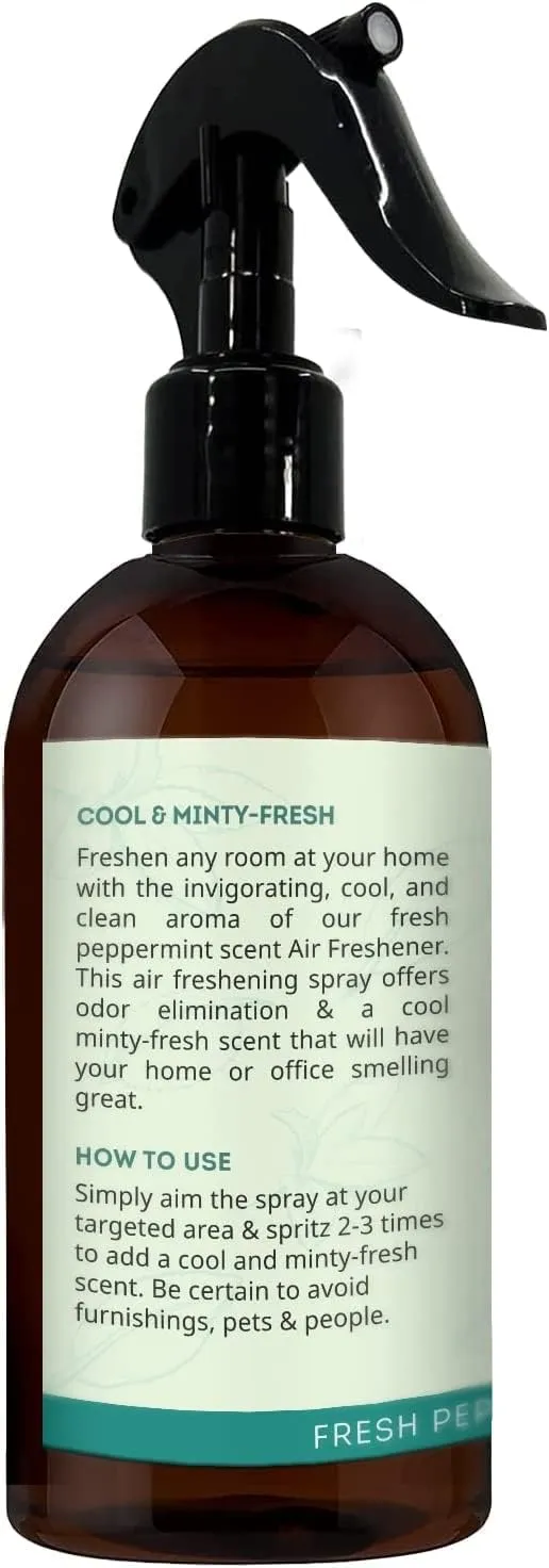 Kate Naturals Peppermint Air Freshener Spray for Room & Car with Natural Mint. Peppermint Spray for Bathroom & Linen (8 fl oz, Pet Safe, Non Toxic)