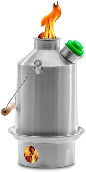 Kelly Kettle Camp Stove Stainless Steel - Boils Water Within Minutes, Uses Natural Fuel, and Enables You to Rehydrate Food or Cook a Meal (Medium Scout)
