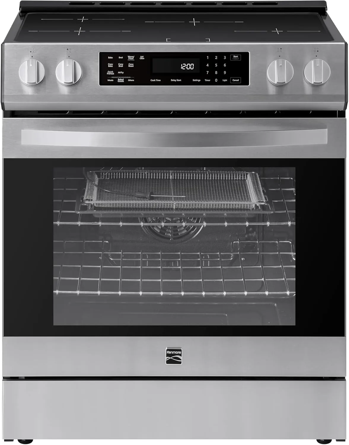 Kenmore 22-96853 5.6 cu. ft. Front-Control 4 Induction Element Electric Range Stove with Dual Ring Elements, Self-Clean Oven, Precision Set Controls